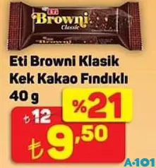 ETİ BROWNİ KLASİK KEK KAKAO FINDIKLI 40 G